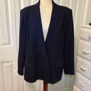 Vintage Talbots Dark Blue Double Breasted Blazer Sport Coat Sz 16